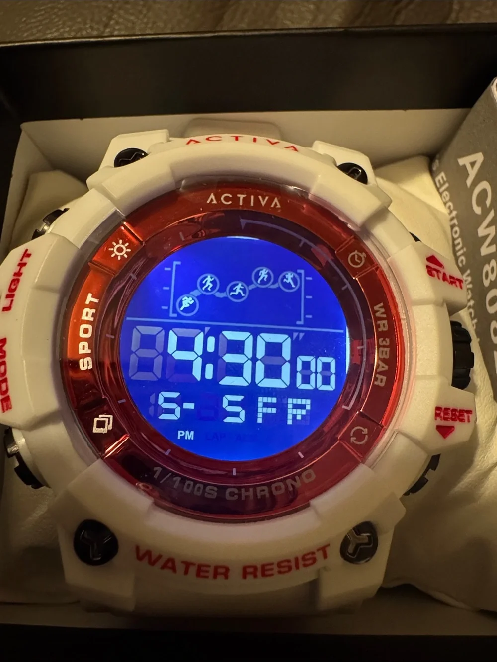 Ativa White and Red Sport Chronograph Digital Watch